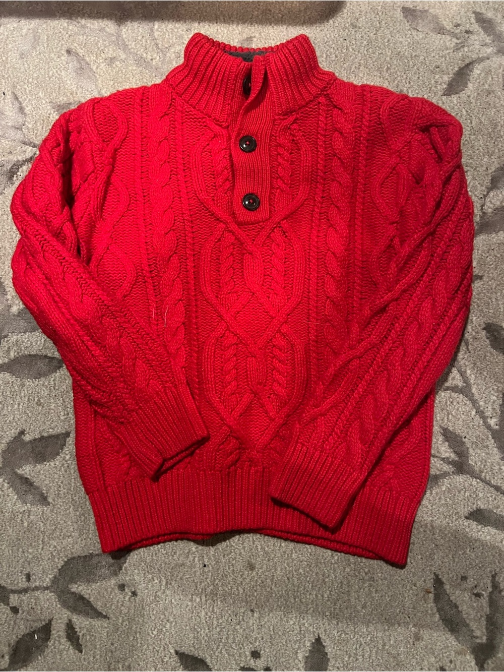 GAP Kid’s Red Cable-Knit Turtleneck Sweater with Half-Button Placket